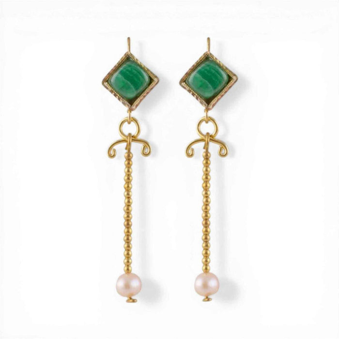 Roman earrings Lucretia, aventurine and pearl