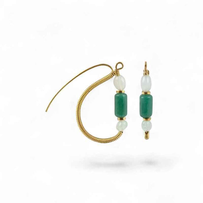 Roman earrings Marcia, aventurine and pearls