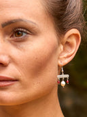 Roman earrings Popea, pearl and red stone