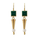 Roman earrings Vesta, green stone and pearl