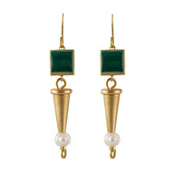 Roman earrings Vesta, green stone and pearl