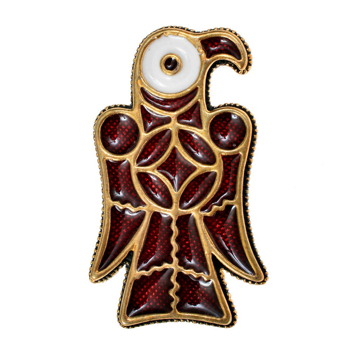 Oostgotische adelaarsfibula, links, brons