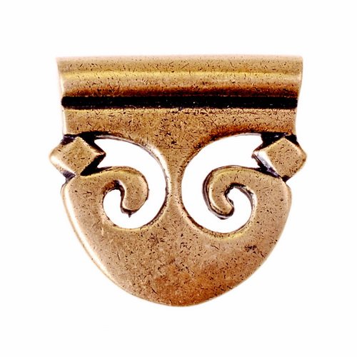 Pelta strap end for 4 cm belt, brass