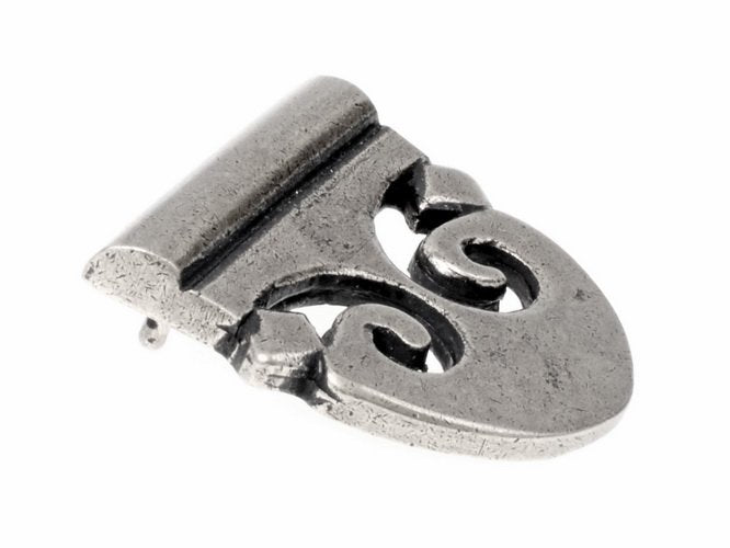 Pelta strap end for 4 cm belt, brass