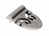 Pelta strap end for 4 cm belt, silver plated brass