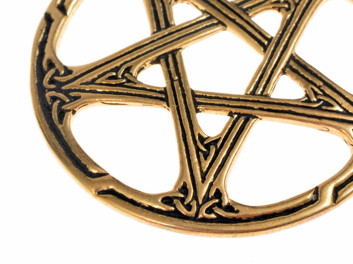 Celtic pentagram pendant, silvered bronze