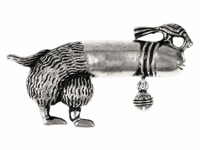 Pilgrim stitch figure with bird and bell, 15th century, bronze