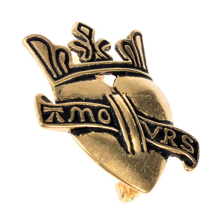 Pilgrim sign crowned heart 'Amours' Valenciennes, 14th century, bronze