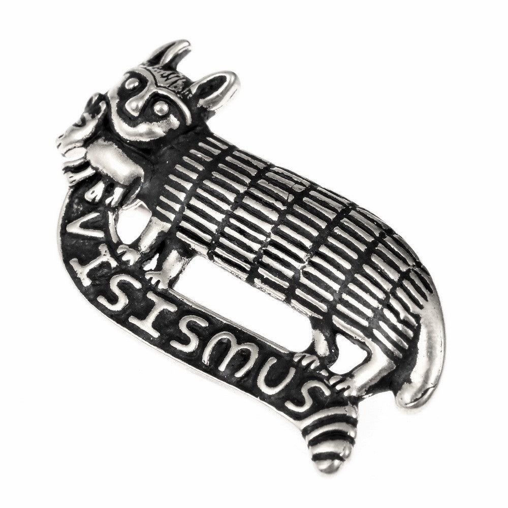 Pilgrim sign cat with mouse, 15th century, bronze