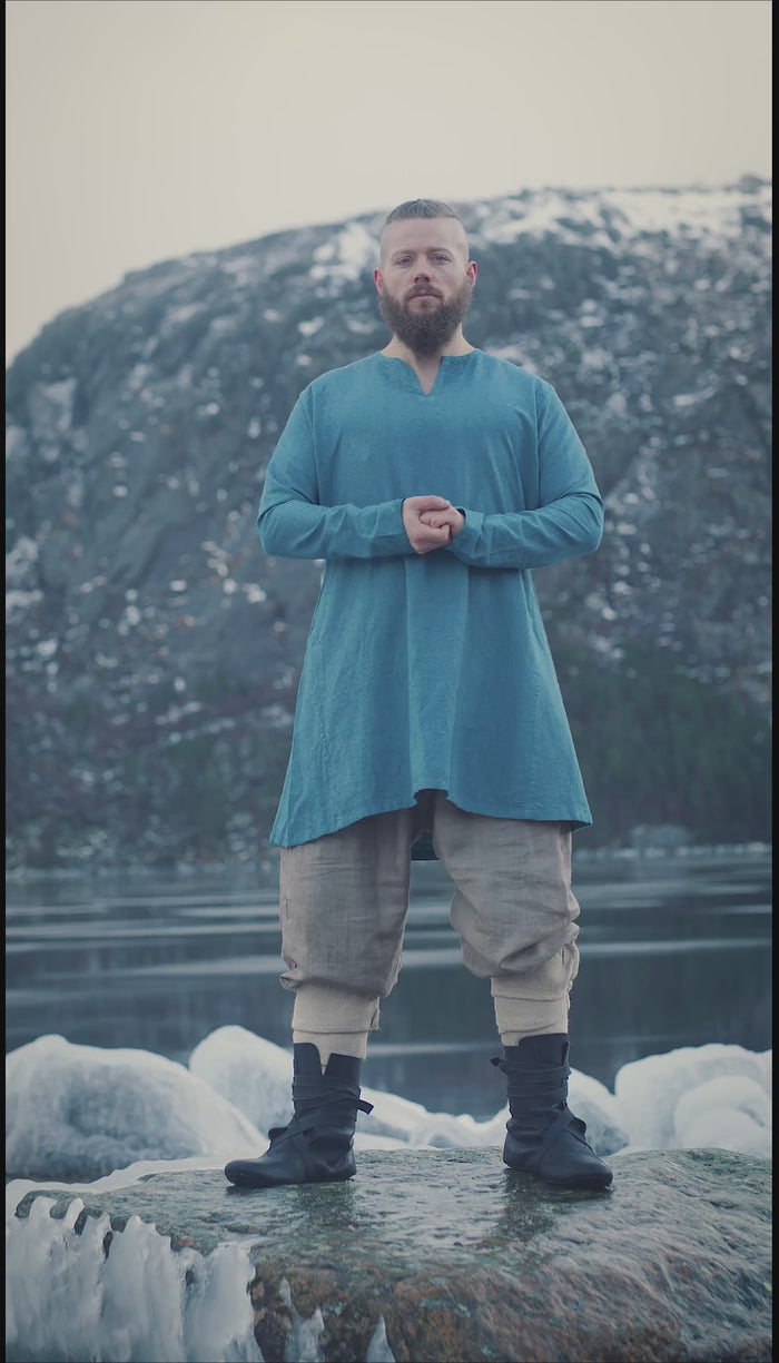 Linen Viking tunic Ragnar, blue