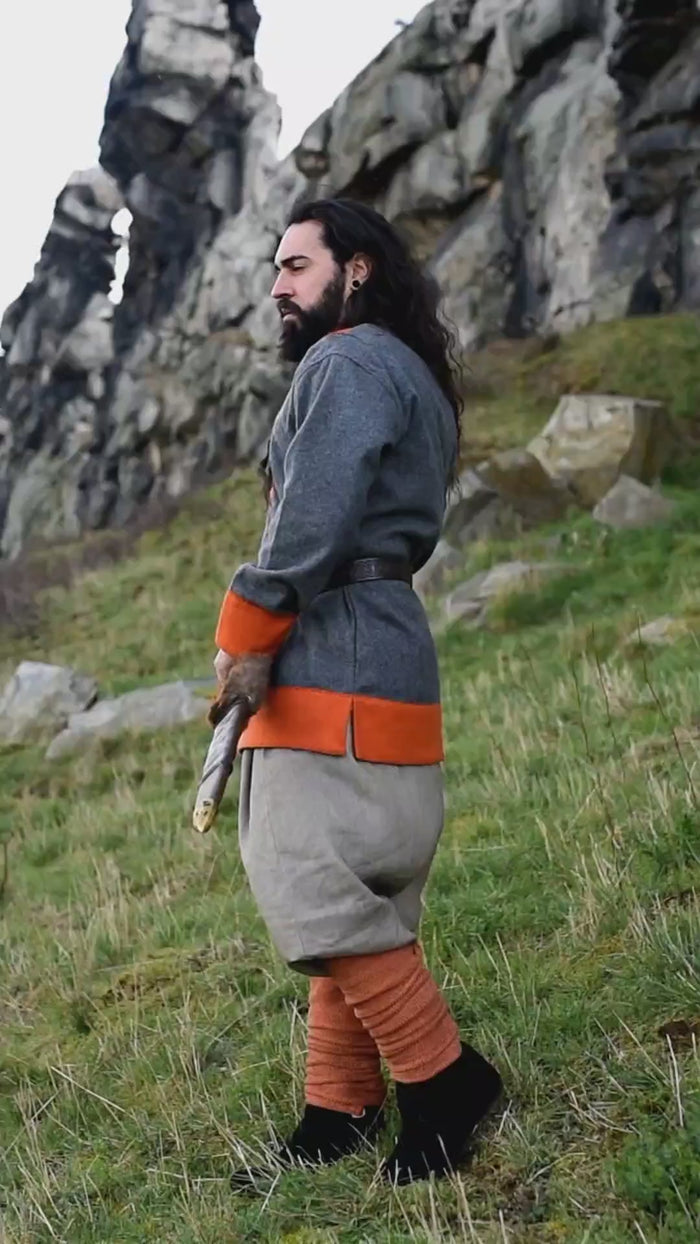 Frankish tunic Roland, gray, wool blend