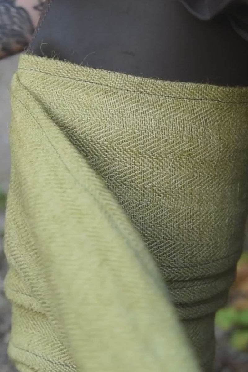 Fasce per le gambe a motivo spina di pesce Halfdan, verdi