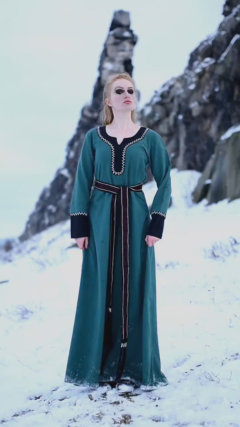 Wikińska suknia Lagertha, zielona