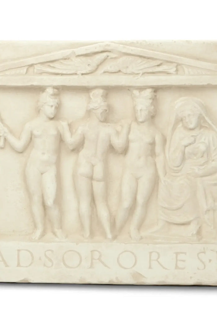 Wall relief the three Graces, ad sorores, Alabaster plaster