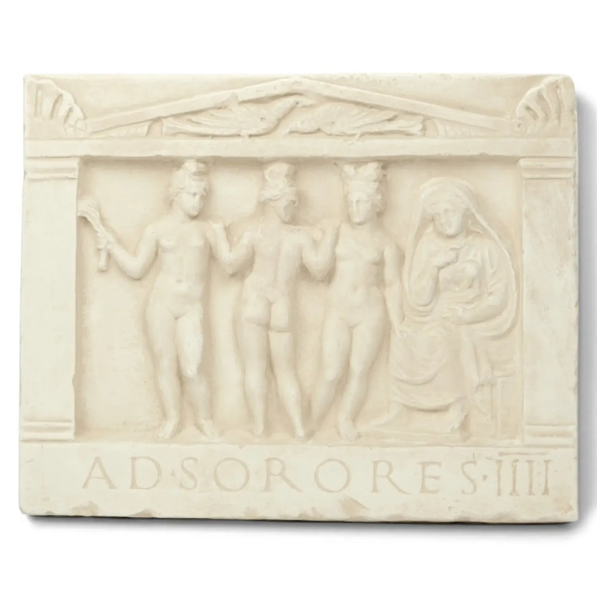 Wall relief the three Graces, ad sorores, Alabaster plaster