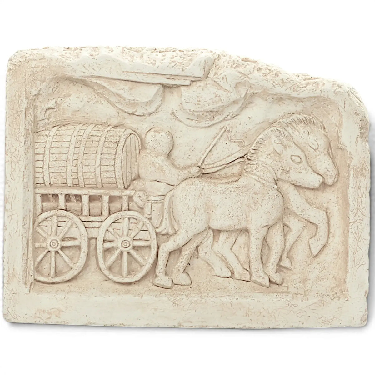 Wall relief barrel cart from Langres, Gallo-Roman, Alabaster plaster