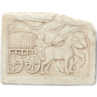 Wall relief barrel cart from Langres, Gallo-Roman, Alabaster plaster