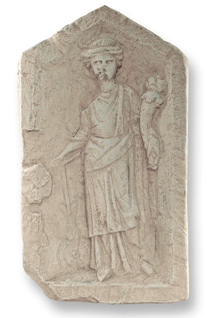 Wall relief Fortuna, Roman goddess of luck and fate, Alabaster plaster