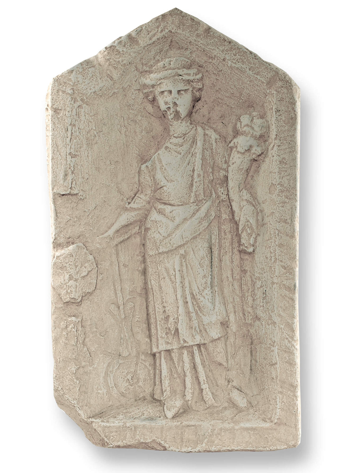 Wall relief Fortuna, Roman goddess of luck and fate, Alabaster plaster