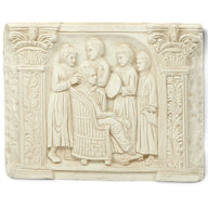 Wall relief hairstyle scene Roman housewife, Alabaster plaster