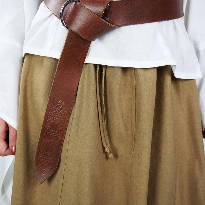 Ring belt with Celtic knot, brown