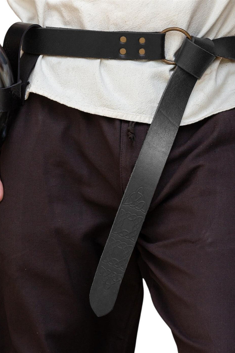 Bælte med ringlukning, keltiske knuder, sort