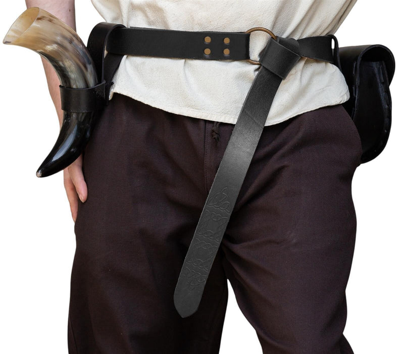 Pas z zapięciem pierścieniowym, węzły celtyckie, czarny