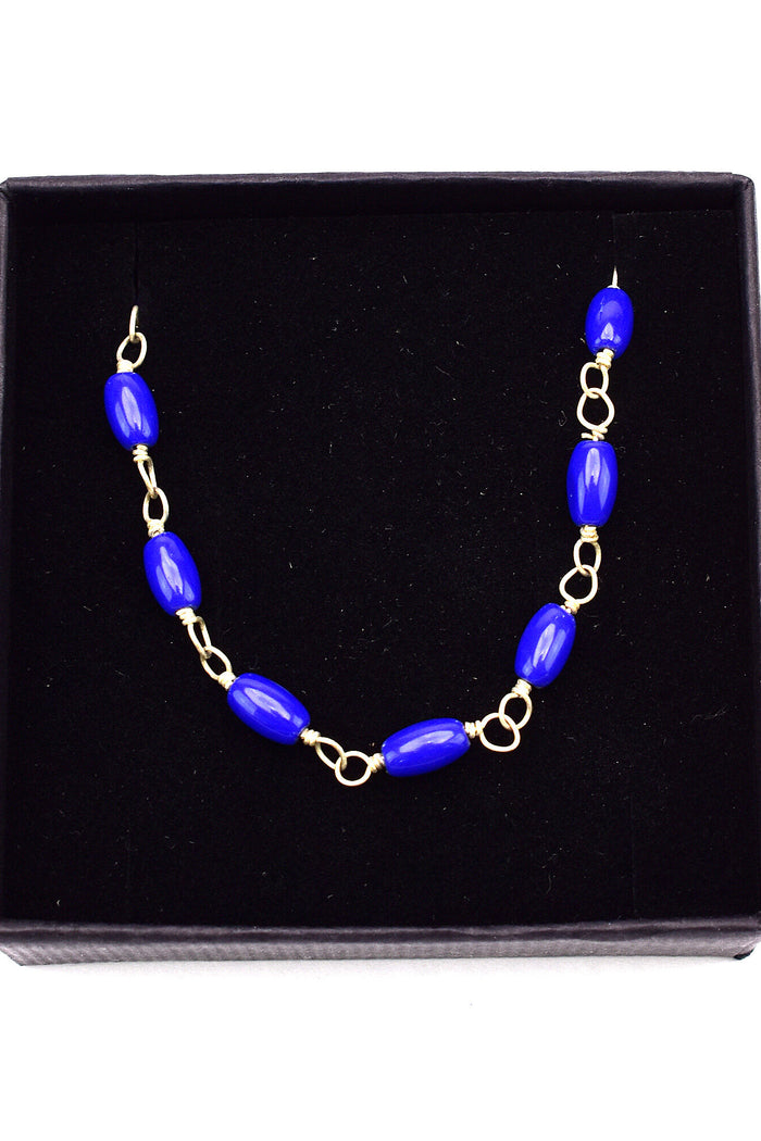 Roman necklace Cornelia with oval dark blue stones