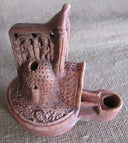 Roman oil lamp gladiator helmet Murmillo/Secutor