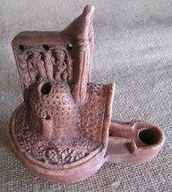 Roman oil lamp gladiator helmet Murmillo/Secutor