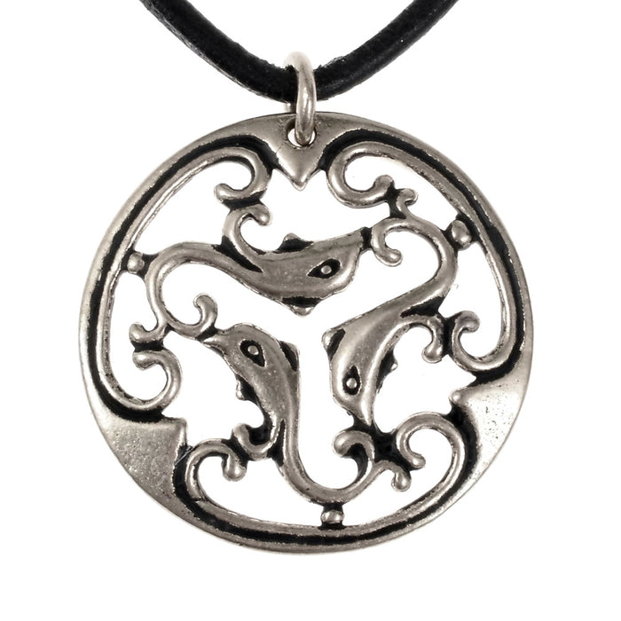 Roman dolphin pendant, 2nd-3rd century, silvered bronze