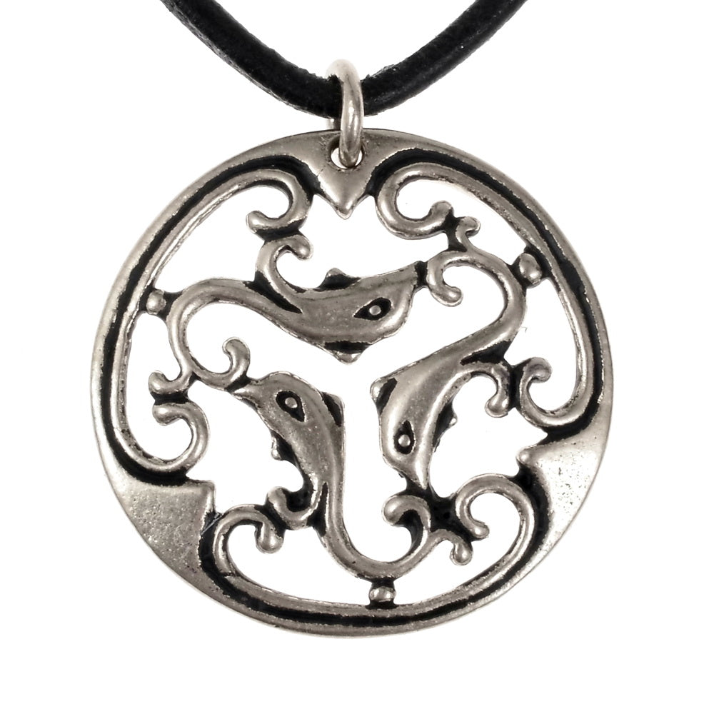 Roman dolphin pendant, 2nd-3rd century, silvered bronze