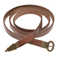 Late Roman belt with strap tongue, brown leather, brass
