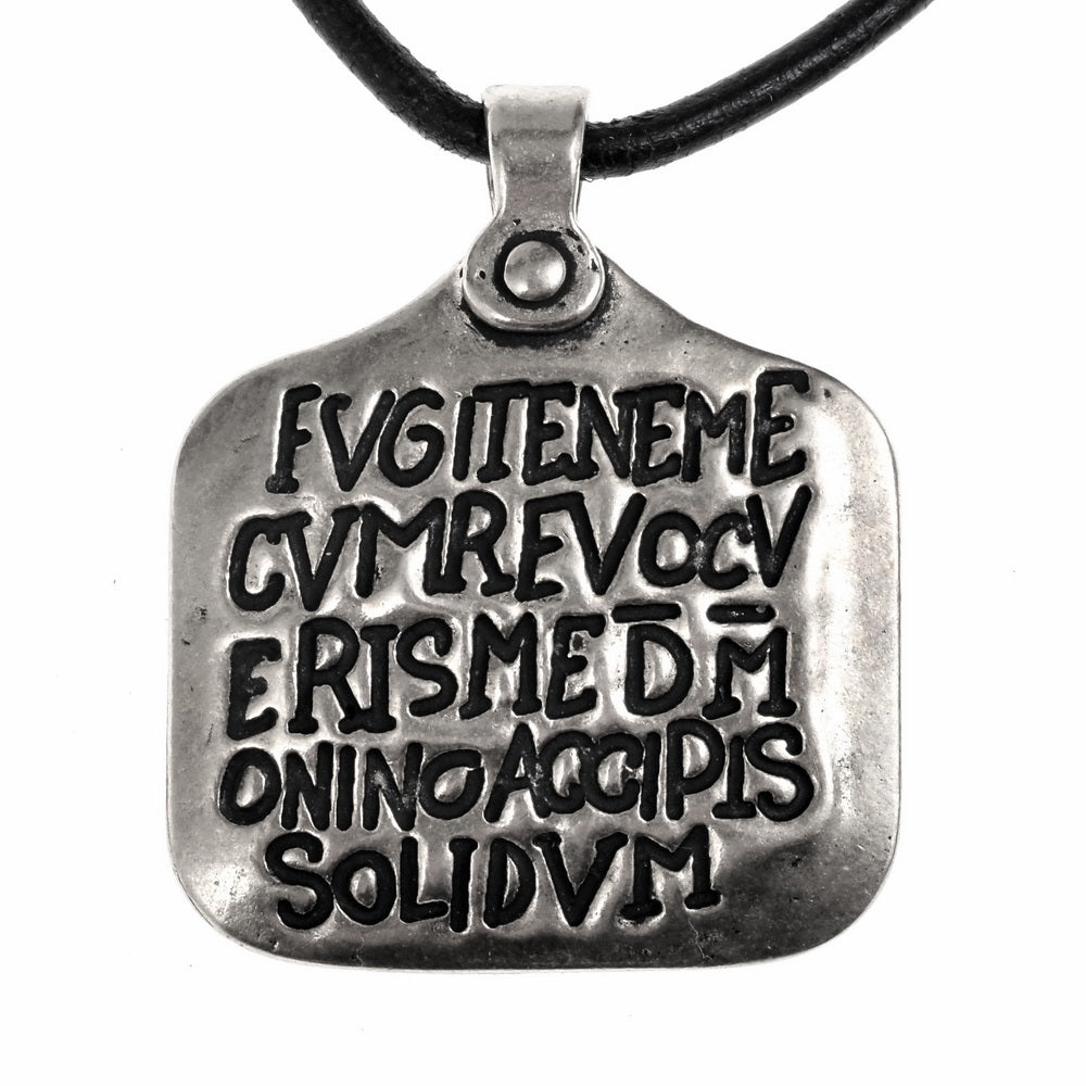 Roman slave pendant (Zoninus collar), 4th century, silvered bronze