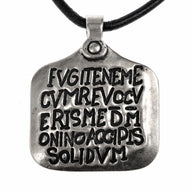 Roman slave pendant (Zoninus collar), 4th century, silvered bronze