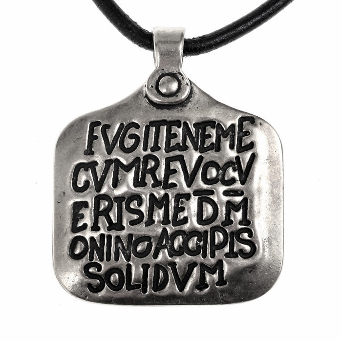 Roman slave pendant (Zoninus collar), 4th century, silvered bronze