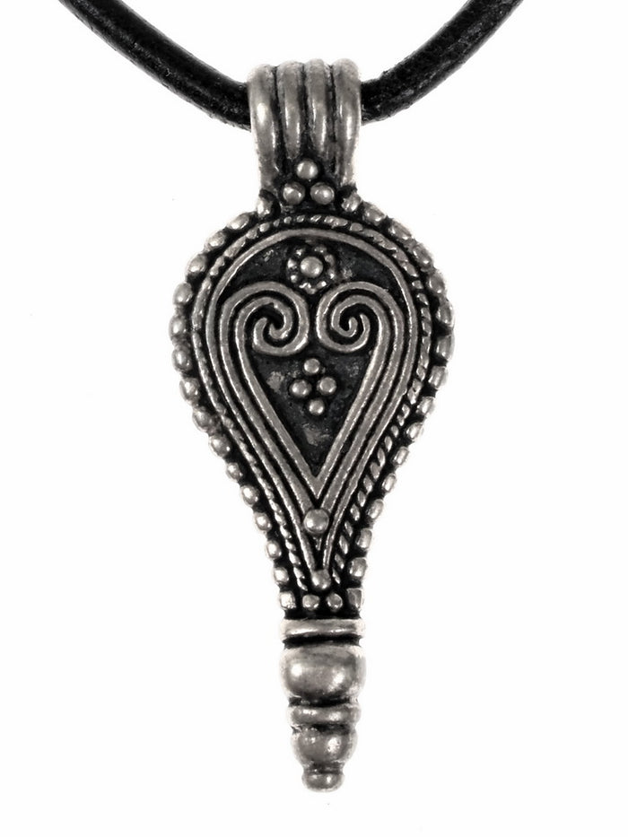 Roman drop pendant, 1st century, silvered bronze