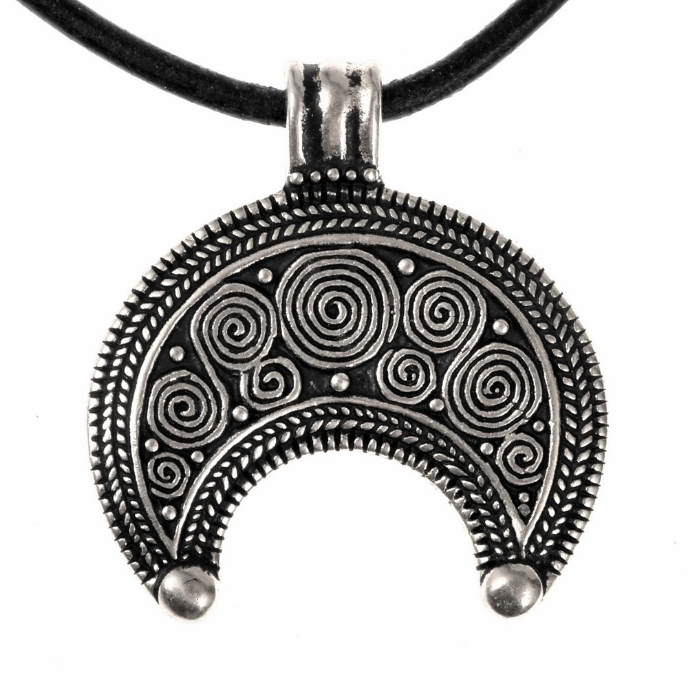 Roman moon pendant (lunula), 1st-3rd century, silvered bronze