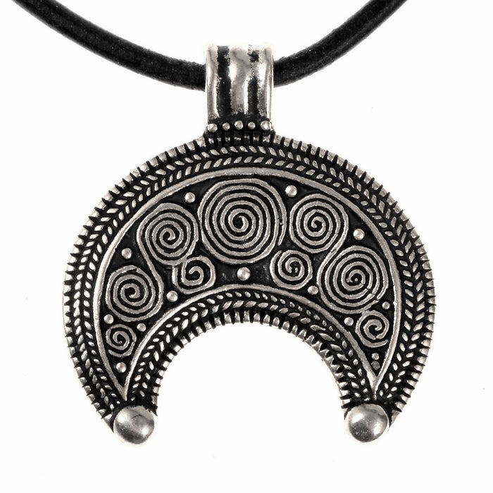 Roman moon pendant (lunula), 1st-3rd century, silvered bronze