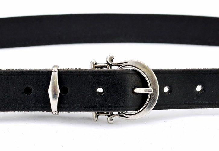 Classical Roman belt, 3cm, black leather, brass