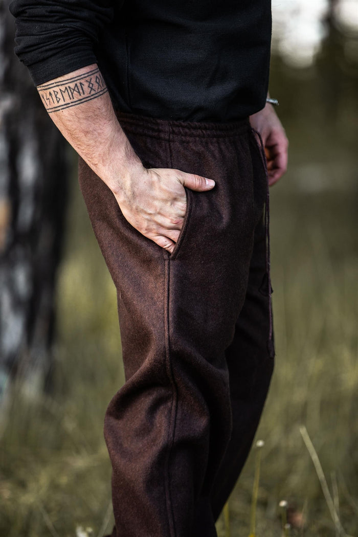 Trousers Edgar, brown, wool blend
