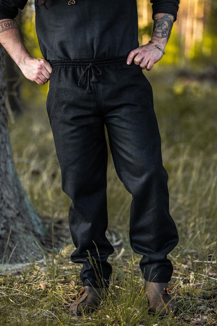 Woollen trousers, black, wool mix