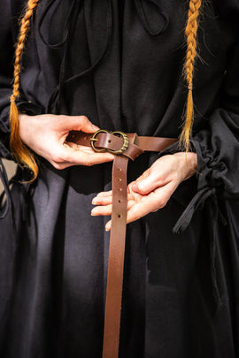 Cintura in cuoio, larghezza 2 cm, marrone