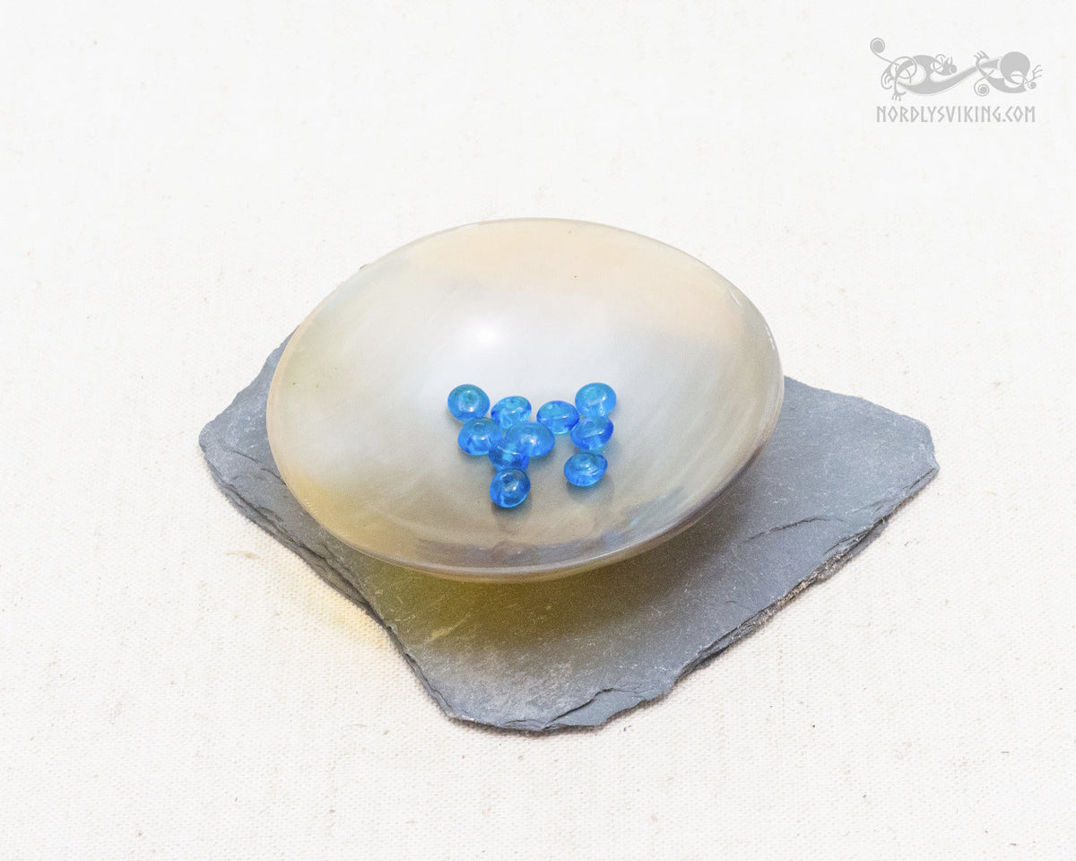 Small Viking glass bead Skåne (Sweden), light blue, 10 pieces