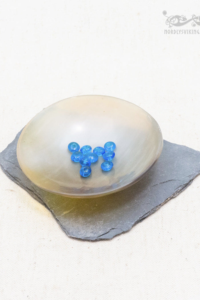 Small Viking glass bead Skåne (Sweden), light blue, 10 pieces
