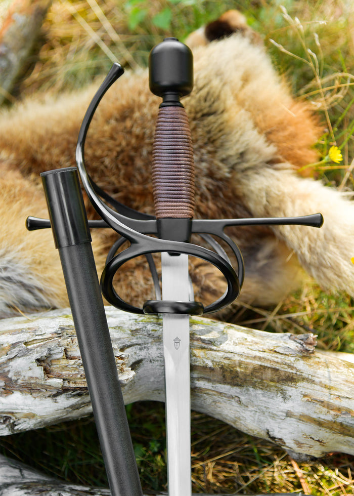 Kingston Arms Swept Hilt Rapier met schede, zwart, semi-scherp