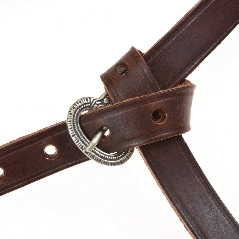 Late Roman belt with strap tongue, black leather, silver plated brass