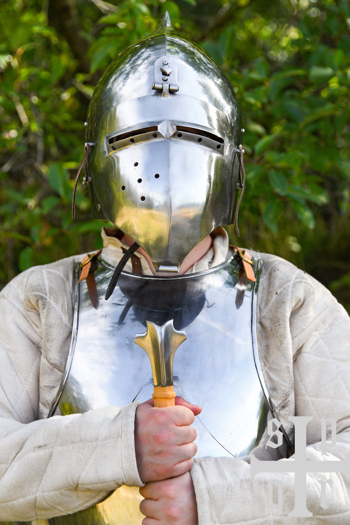 Ui-vormige bascinet met klapvizier, 2 mm (battle-ready)