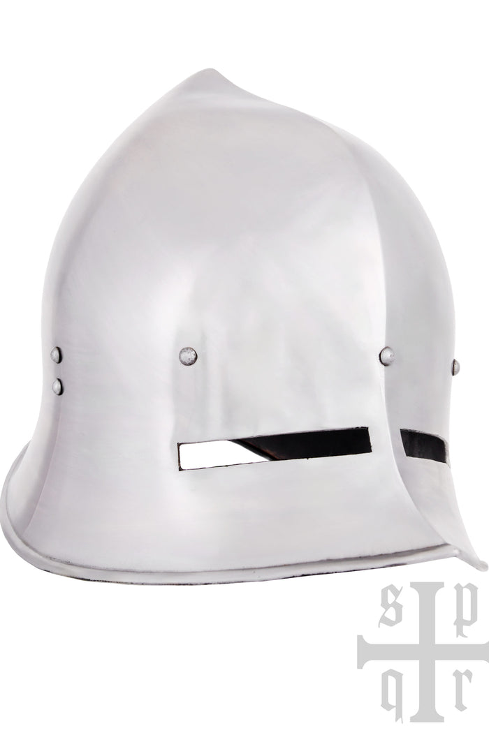 Ui-vormige ketelhoed met vizier, laat-middeleeuws, 1.6 mm