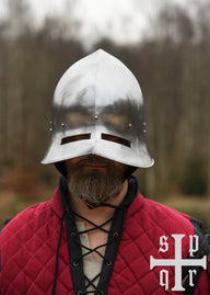 Ui-vormige ketelhoed met vizier, laat-middeleeuws, 1.6 mm